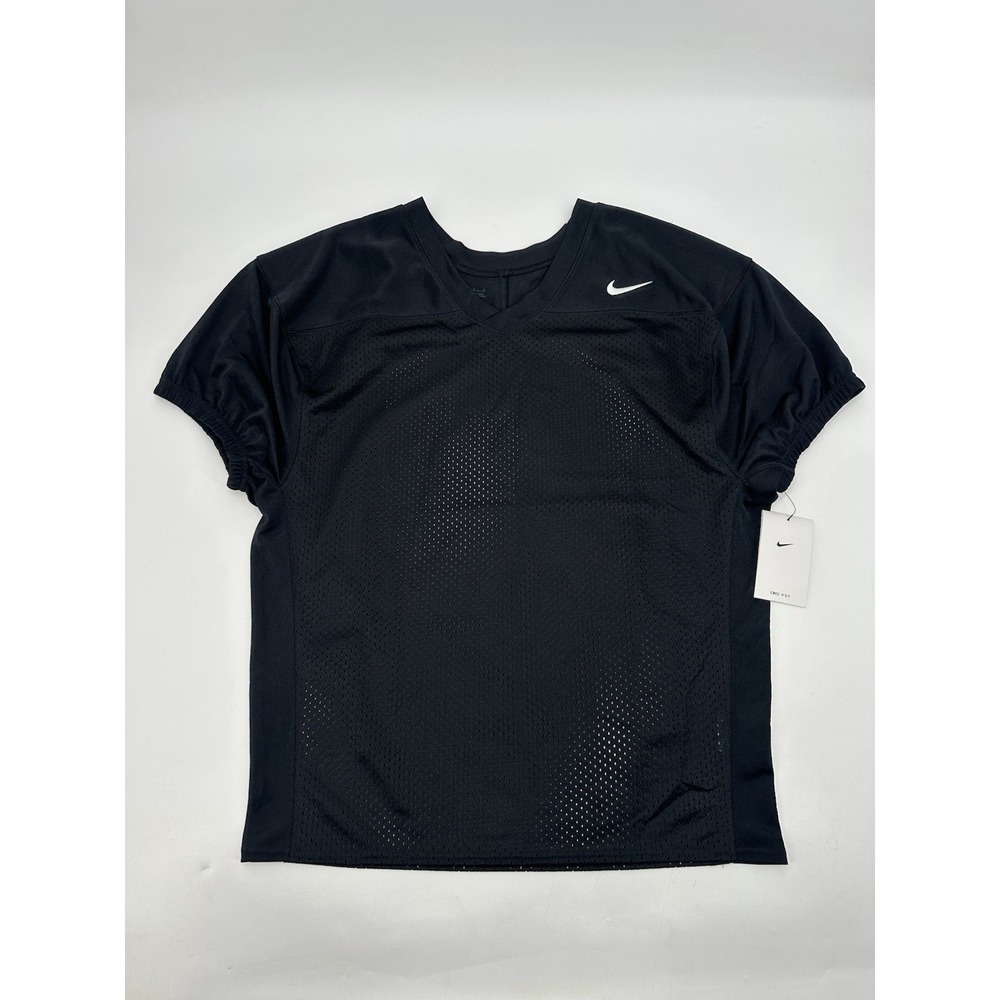 NWT Nike DJ5778-010 Men's Sz L Black/White Dri-FIT Mesh Practice Football Jersey
